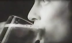 Strongbow Retro Advert man sips pint