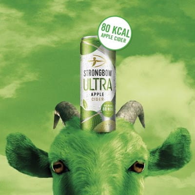 strongbow ultra green apple image with goat